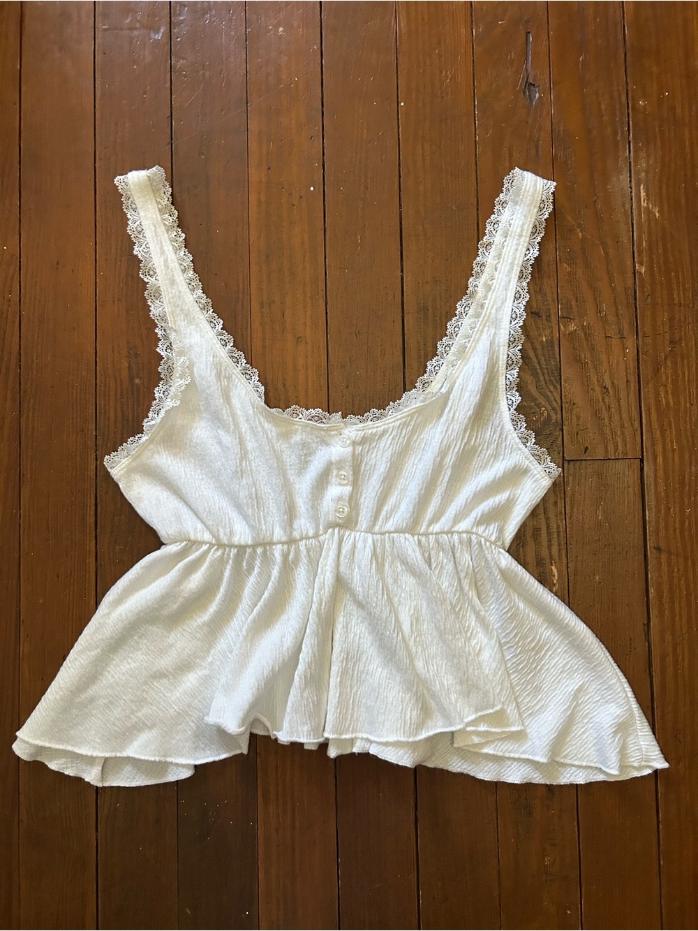 Urban Outfitters Cream Lace-Trim Tank Top